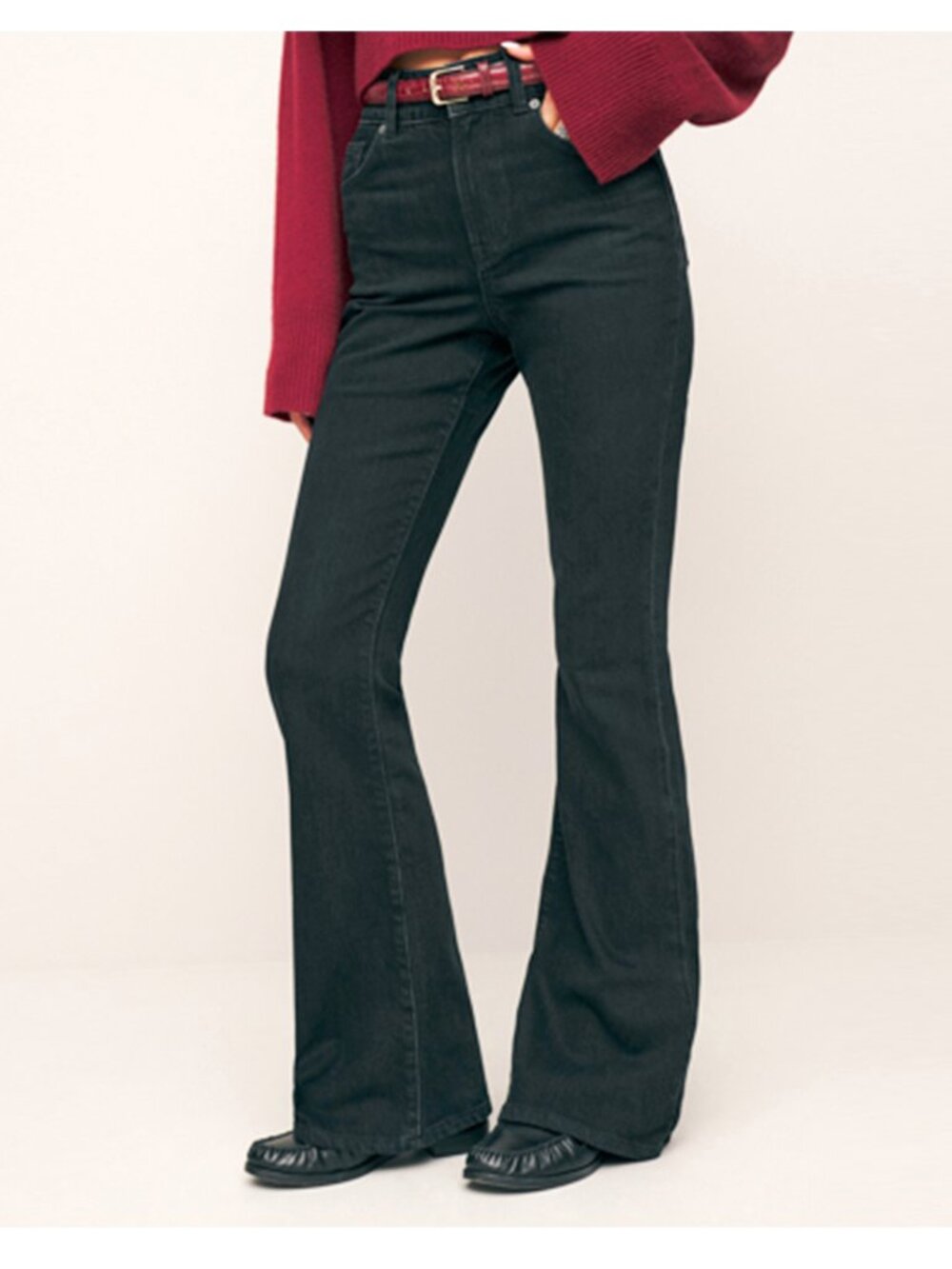 Reformation MARGOT High-Rise Flare Black Jeans